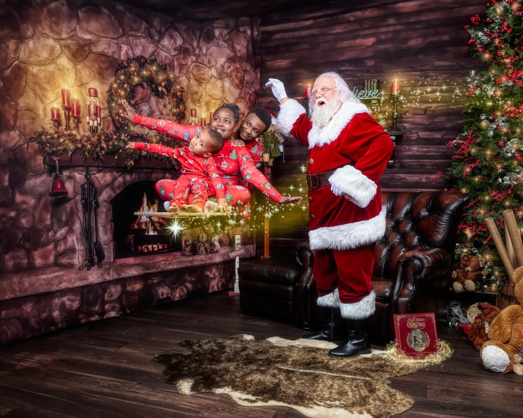 Three kids on Santa's magic sleigh ride!