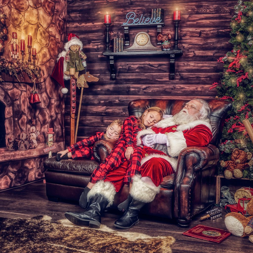 Kids sleeping with Santa
