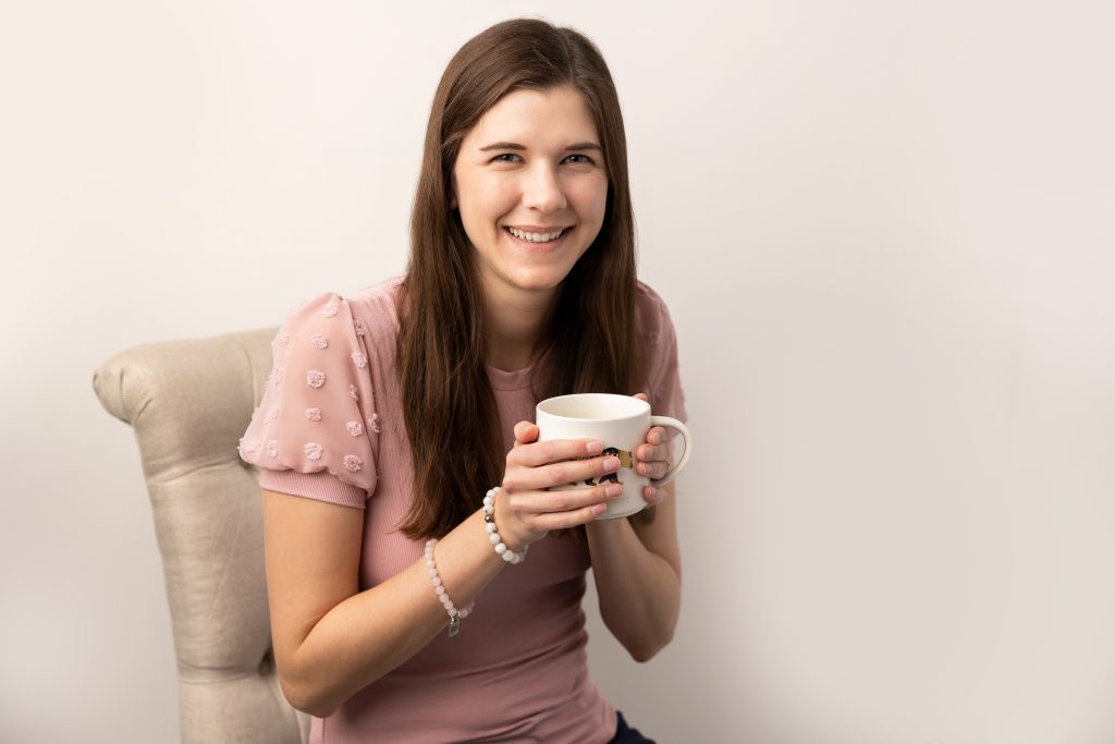 Clare with CL Content Marketing enjoying a cup of coffee