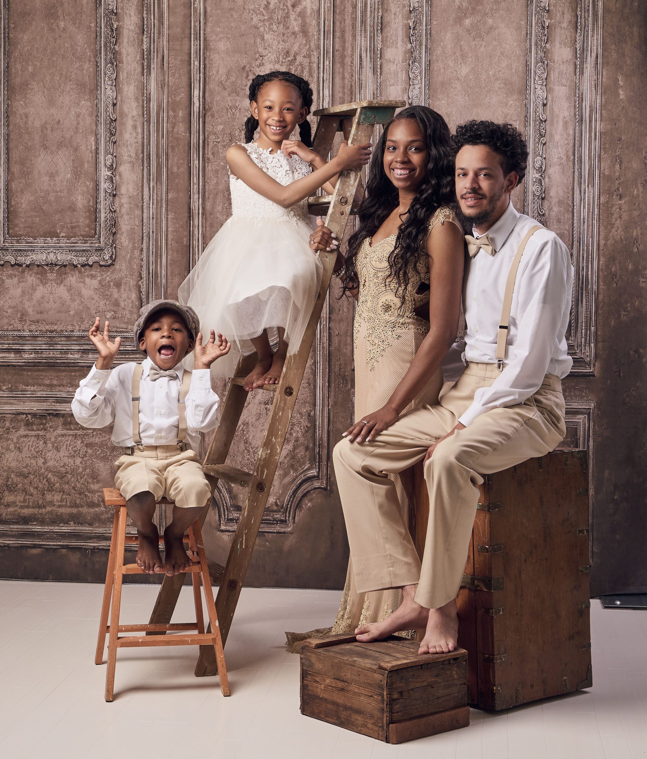 Family not posing for portrait