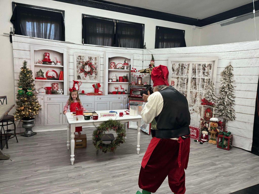 Santa in his kitchen at Longieliere's Studio