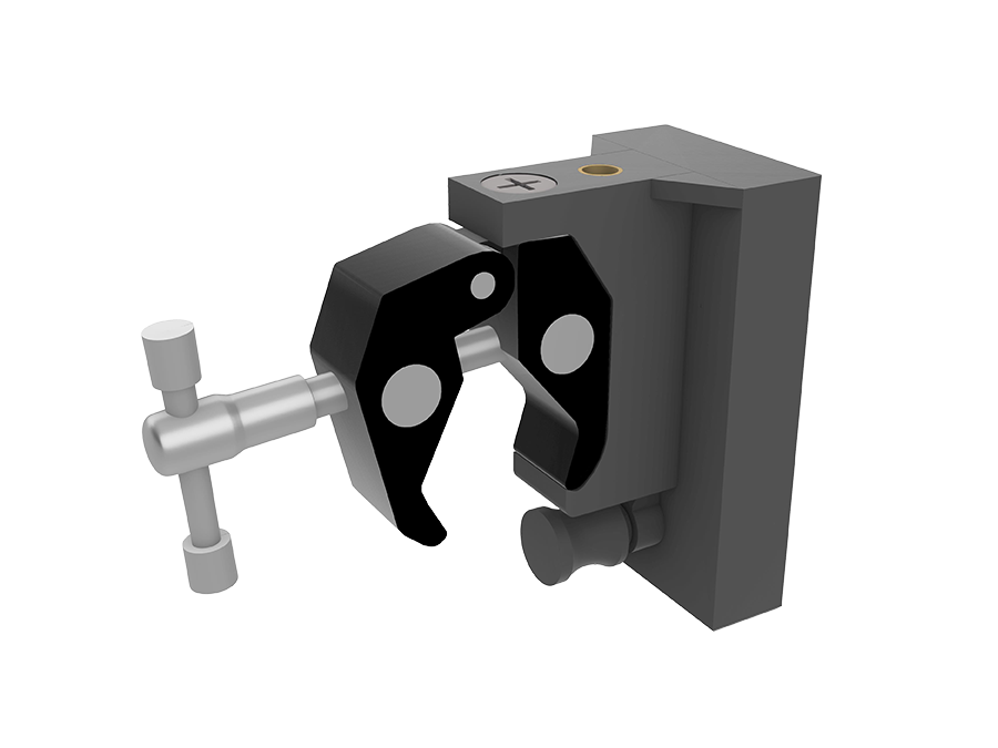TogDrop® Metal Wall Center Support attached to Magnetic Base with heavy backdrop