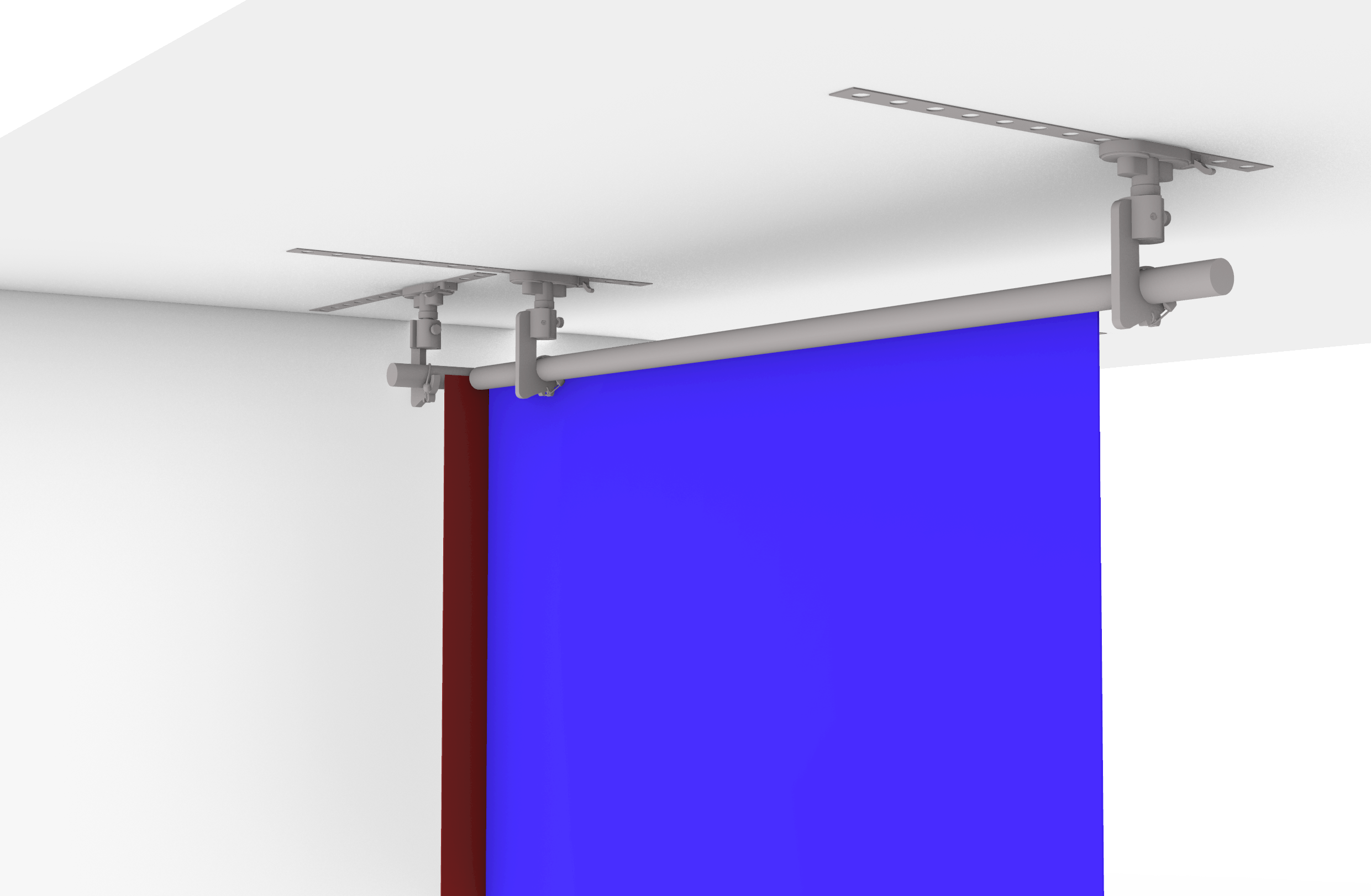 Close up of Drop Ceiling Corner System showing J-hook ceiling mounts View 3