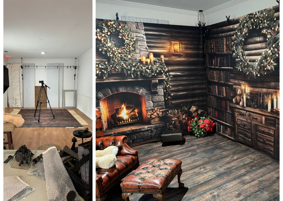 Before and After a TogDrop room setup with Christmas Room