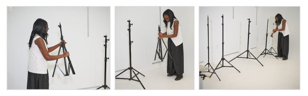 the problem with traditional light stand setups and taking up floor space
