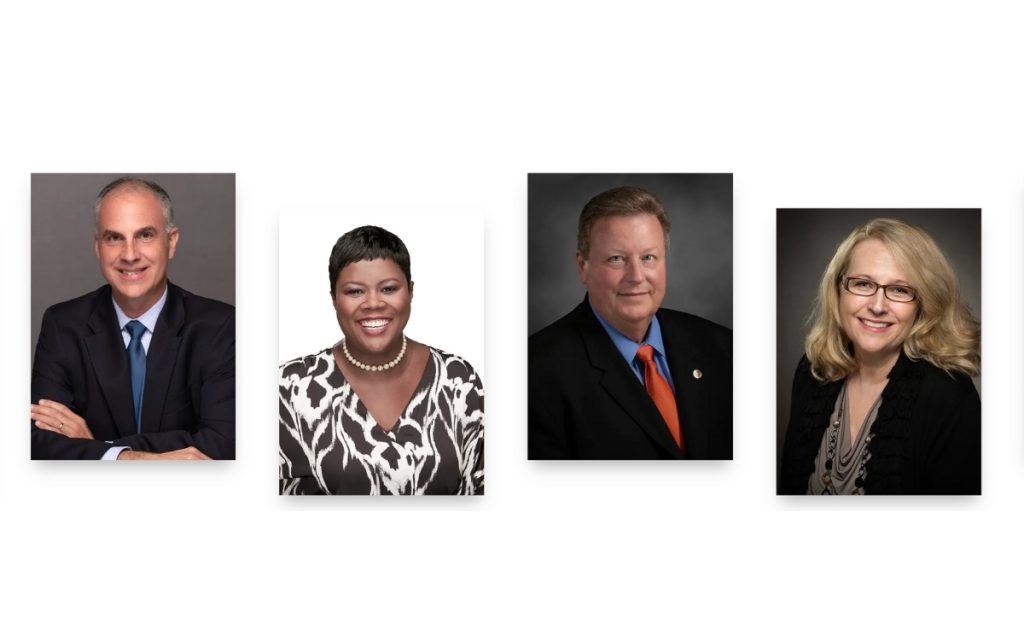 Photographer website portfolio showing a collage of client headshots