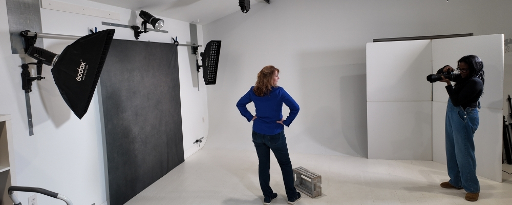 studio in use and ready when client arrives