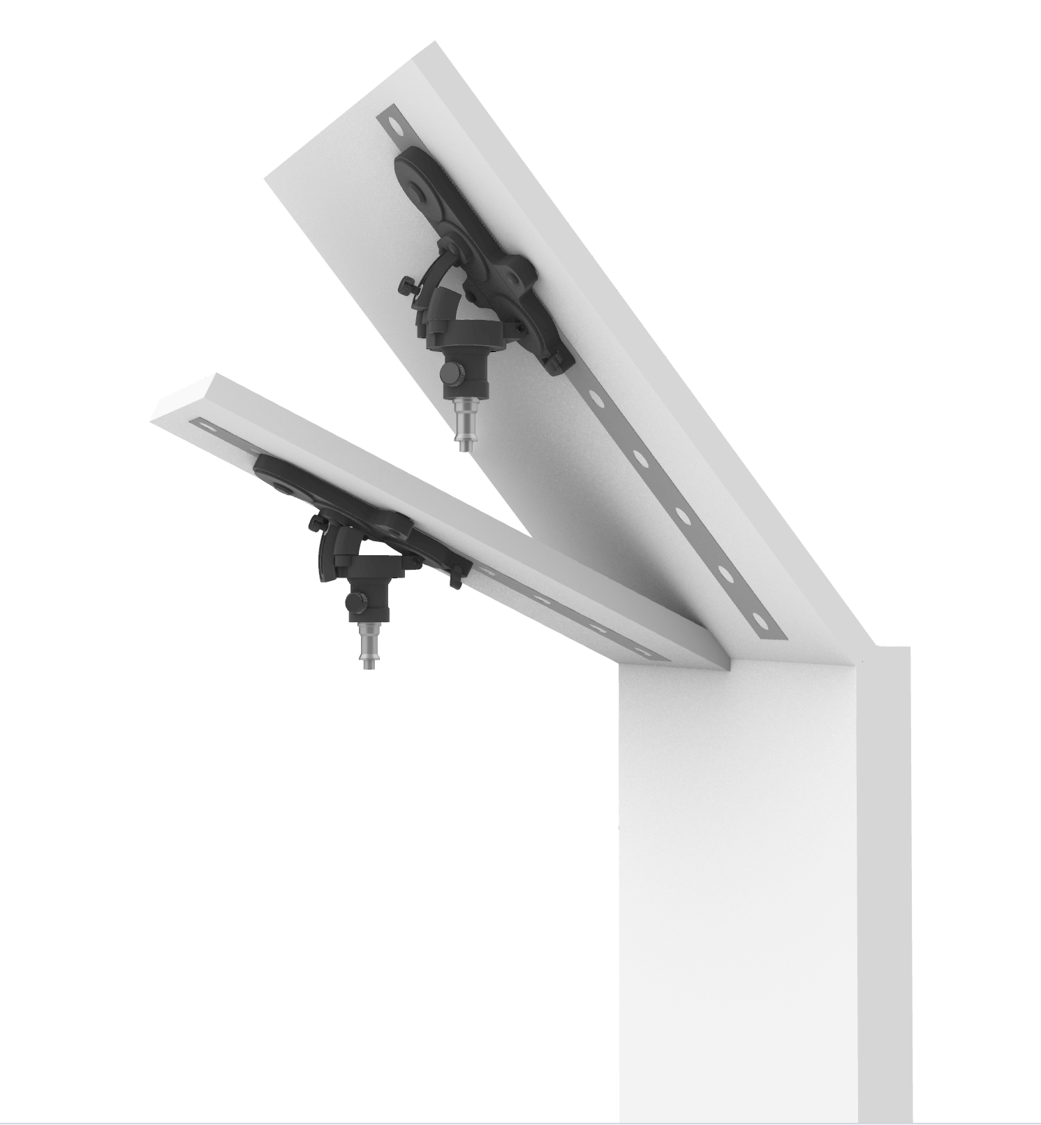 Adjustable swivel ceiling magnetic base attached to ceiling strip supporting overhead lighting