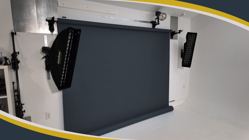 Photography studio setup using the TogDrop modular backdrop system for faster senior portrait sessions and cleaner workflow